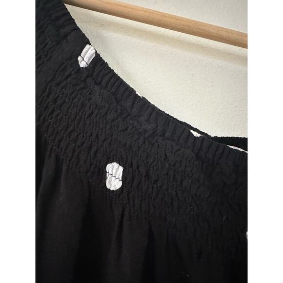 Ava Sky Black Polka Dot Off The Shoulder Romper One Piece Shorts Set Size Small - Picture 2 of 12